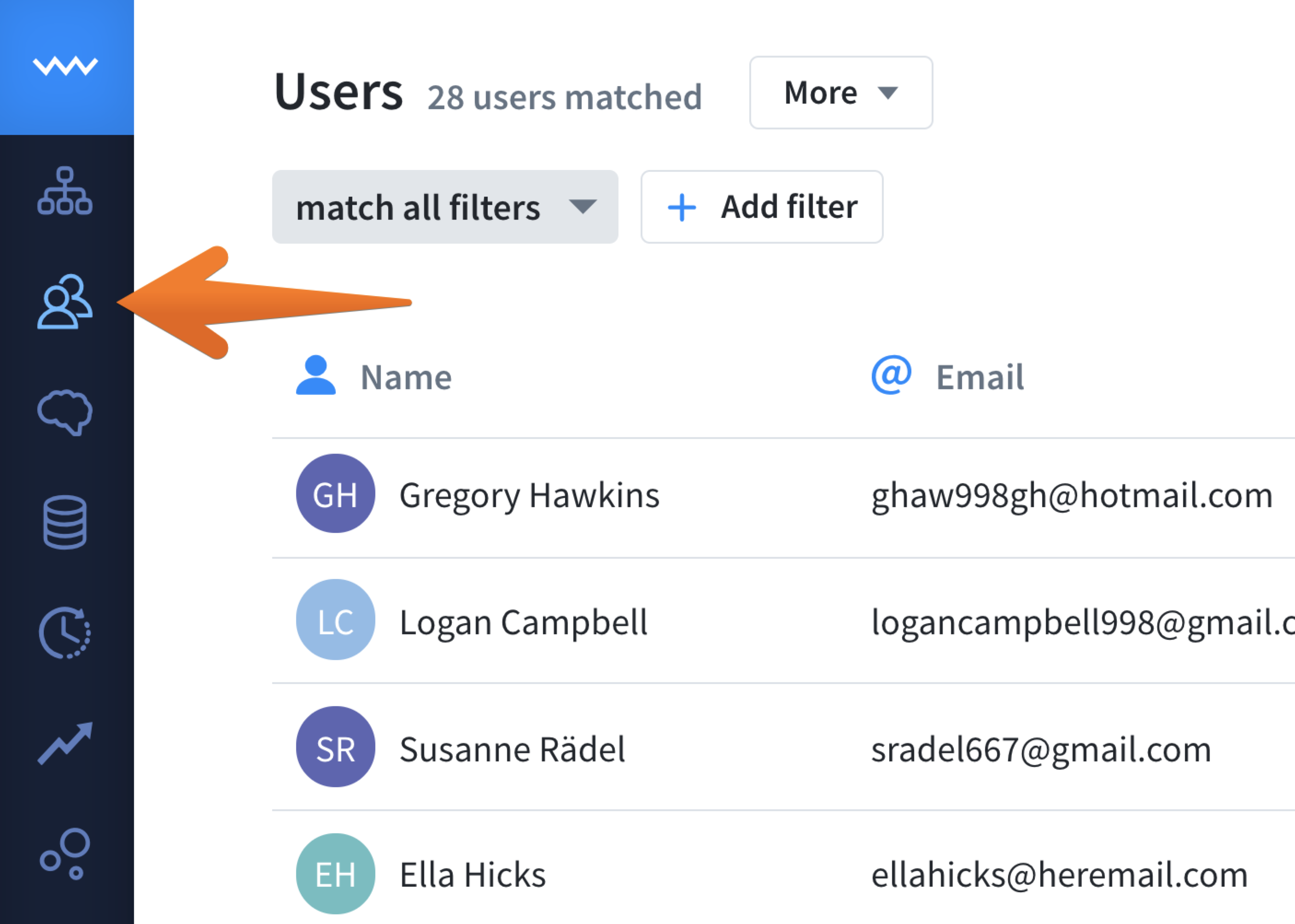 Click on the Users icon